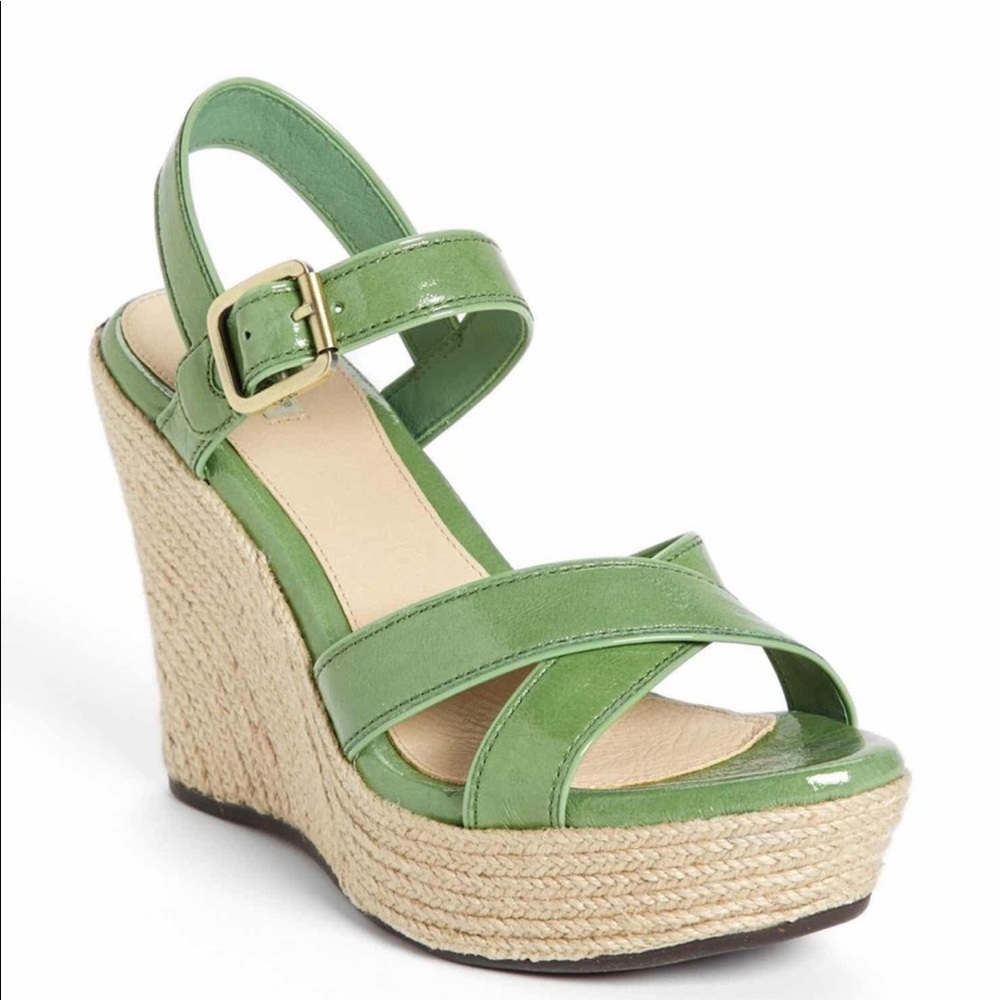 NIB UGG Green Jackilyn Wedge Espadrille Sandal 8.5
